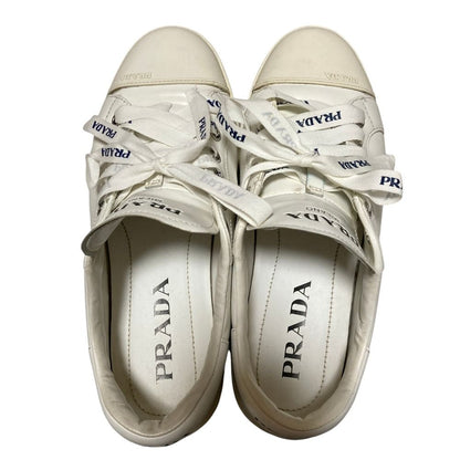 Prada Leather Low Cut Sneakers 37 White — view 5