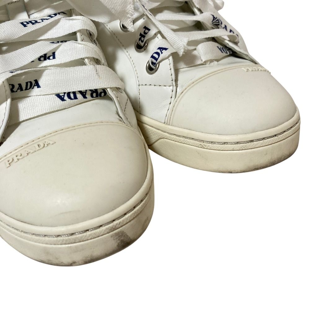 Prada Leather Low Cut Sneakers 37 White — view 7
