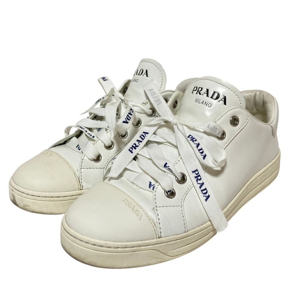 Prada Leather Low Cut Sneakers 37 White