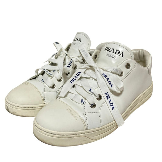 Prada Leather Low Cut Sneakers 37 White