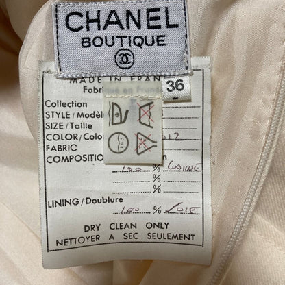 Chanel Vintage CC Logo Button Slit Tight Skirt 36 Ivory — view 7