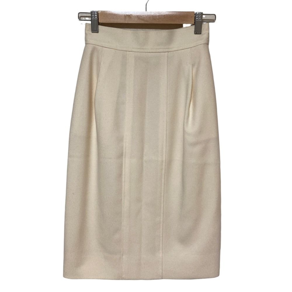 Chanel Vintage CC Logo Button Slit Tight Skirt 36 Ivory