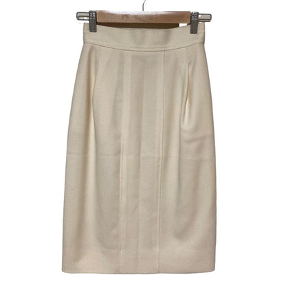 Chanel Vintage CC Logo Button Slit Tight Skirt 36 Ivory