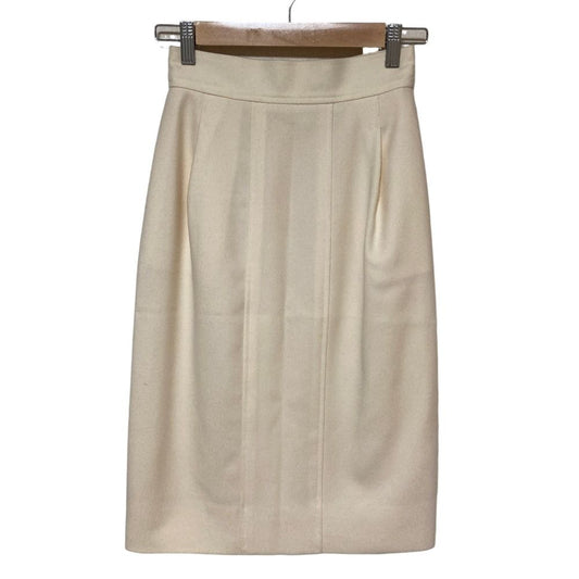 Chanel Vintage CC Logo Button Slit Tight Skirt 36 Ivory