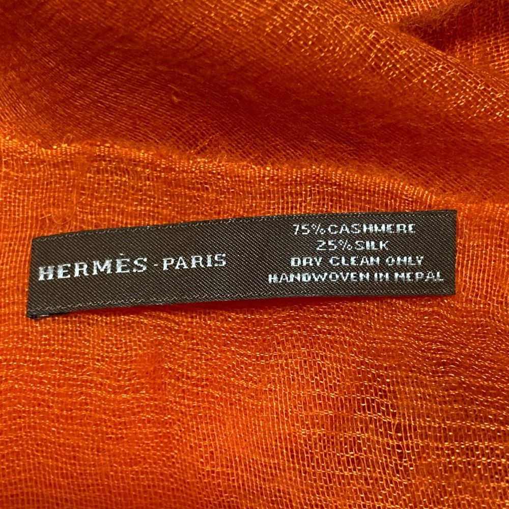 Hermes Cashmere Silk Shawl Orange Scarf — view 3