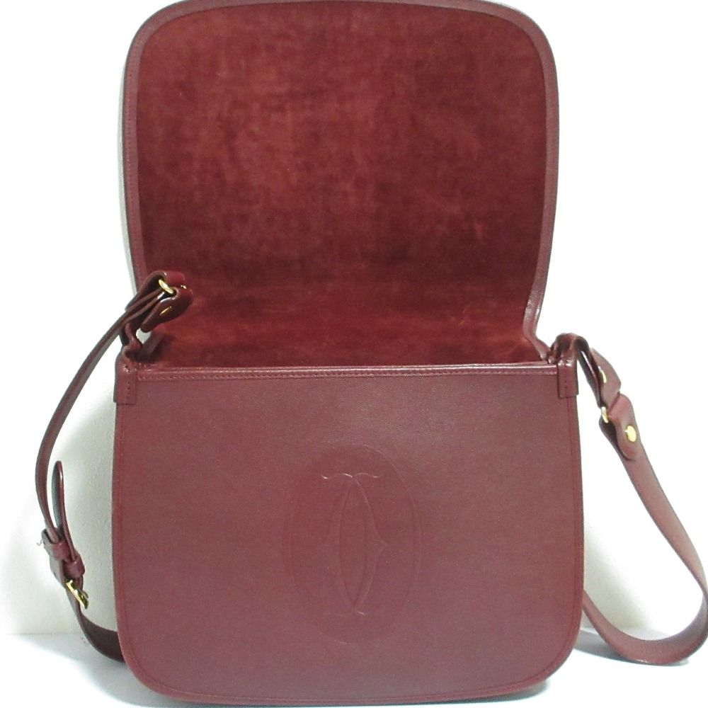 Cartier Must Line Leather Shoulder Bag Bordeaux — view 6
