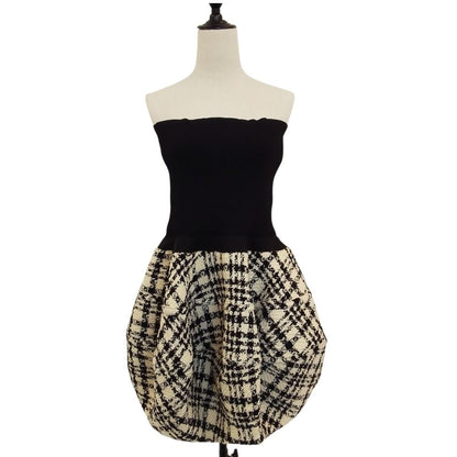 Louis Vuitton Mohair Blend Rib Knit Tweed Mini Dress 34 Black Ivory