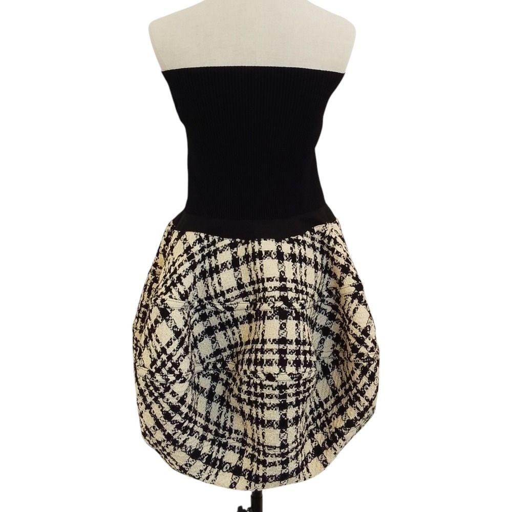 Louis Vuitton Mohair Blend Rib Knit Tweed Mini Dress 34 Black Ivory — view 4