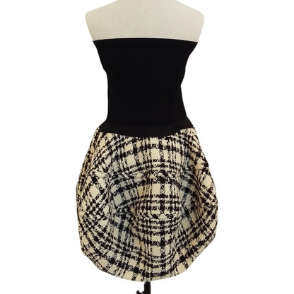 Louis Vuitton Mohair Blend Rib Knit Tweed Mini Dress 34 Black Ivory — view 4