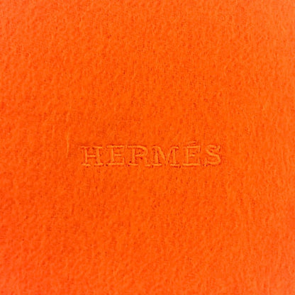 Hermes Cashmere Wool Fringe Large Shawl Scarf Orange — view 7