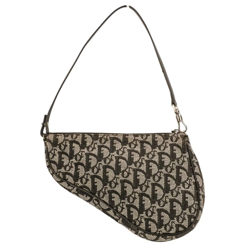 Dior Vintage Trotter Saddle Bag Pouch Black Gray — view 2