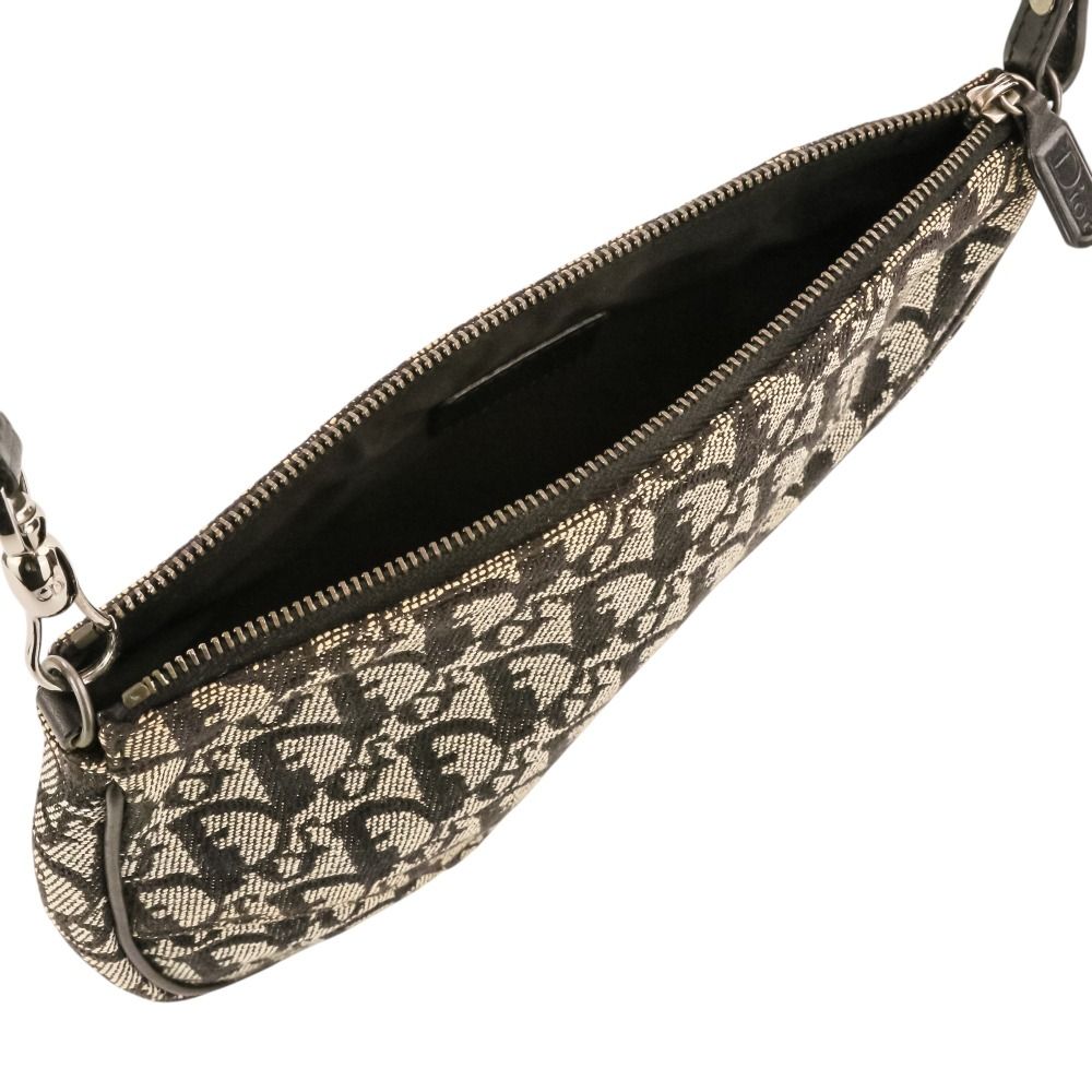 Dior Vintage Trotter Saddle Bag Pouch Black Gray — view 5