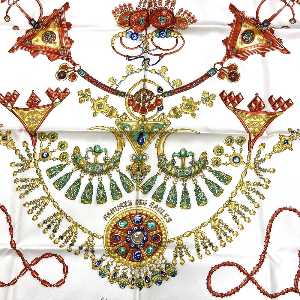 Hermes Parures Des Sables Carre 90 Desert Silk Scarf Orange — view 3