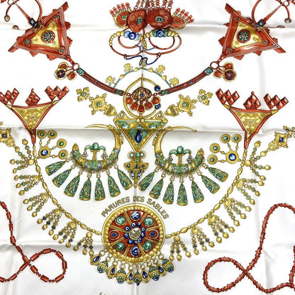Hermes Parures Des Sables Carre 90 Desert Silk Scarf Orange — view 3