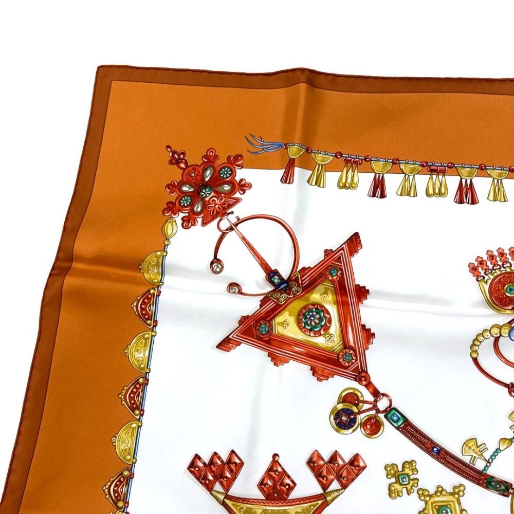 Hermes Parures Des Sables Carre 90 Desert Silk Scarf Orange — view 5