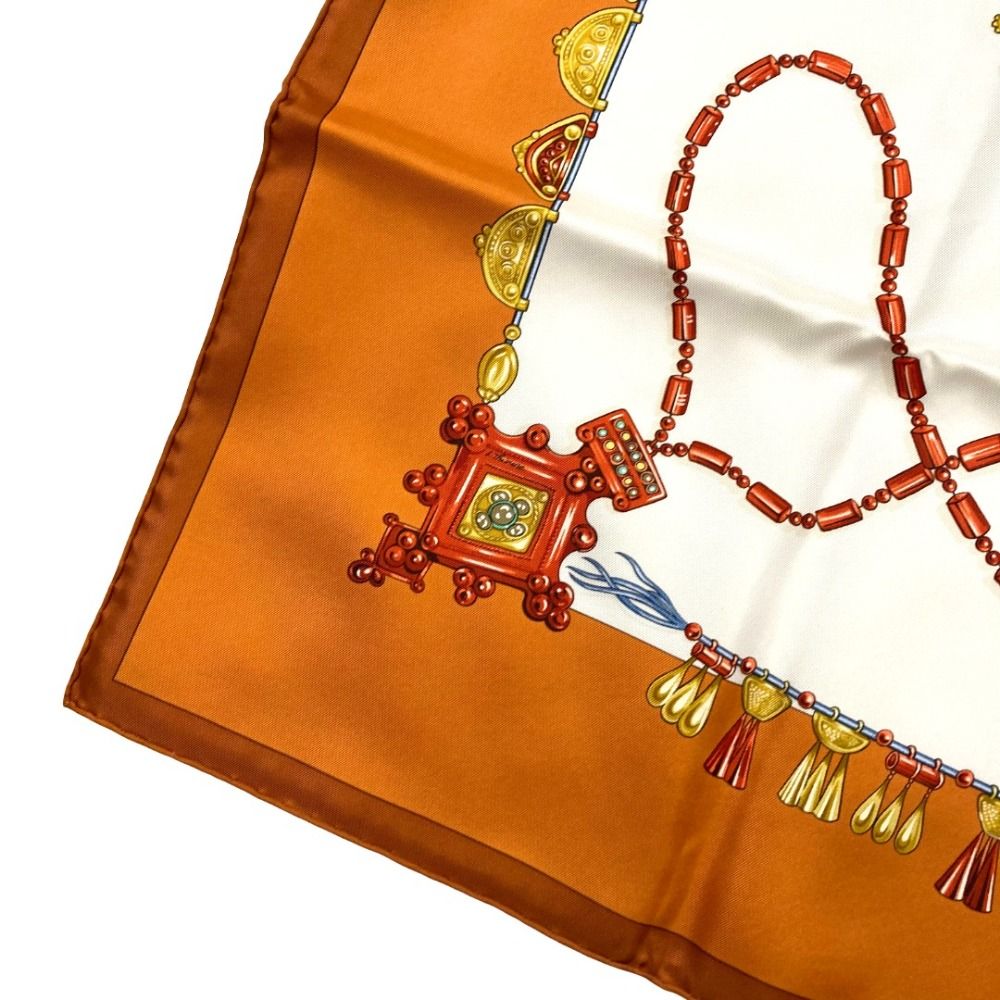 Hermes Parures Des Sables Carre 90 Desert Silk Scarf Orange — view 6
