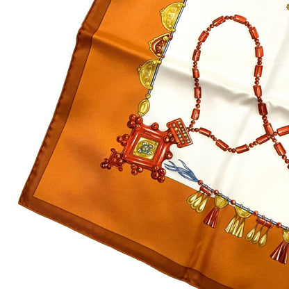 Hermes Parures Des Sables Carre 90 Desert Silk Scarf Orange — view 6