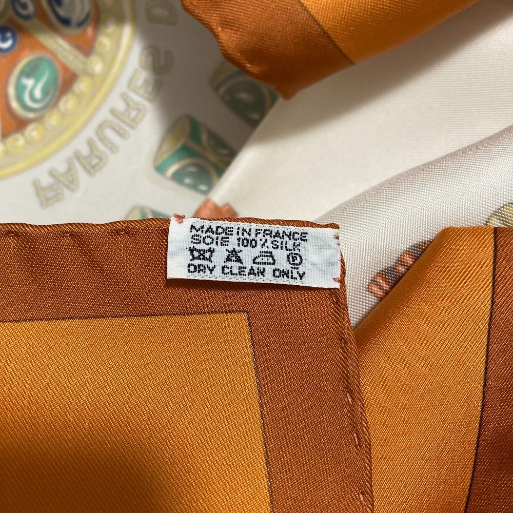 Hermes Parures Des Sables Carre 90 Desert Silk Scarf Orange — view 8
