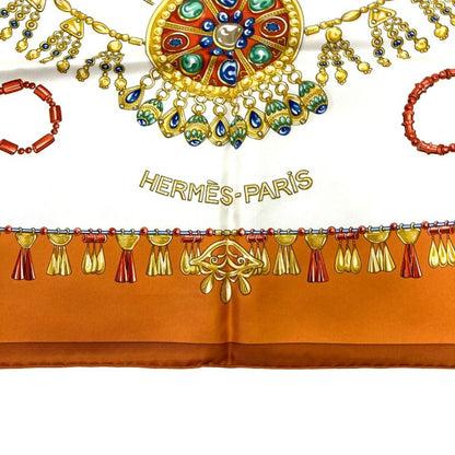 Hermes Parures Des Sables Carre 90 Desert Silk Scarf Orange — view 4