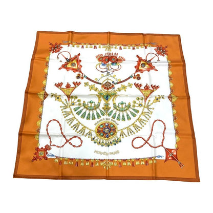 Hermes Parures Des Sables Carre 90 Desert Silk Scarf Orange