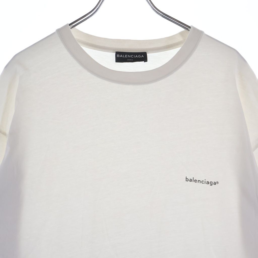 Balenciaga Front Logo Print Short Sleeve T-Shirt White — view 3