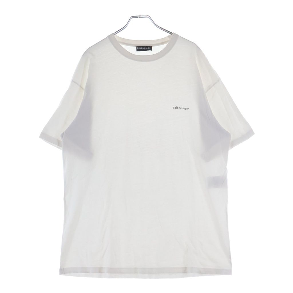 Balenciaga Front Logo Print Short Sleeve T-Shirt White