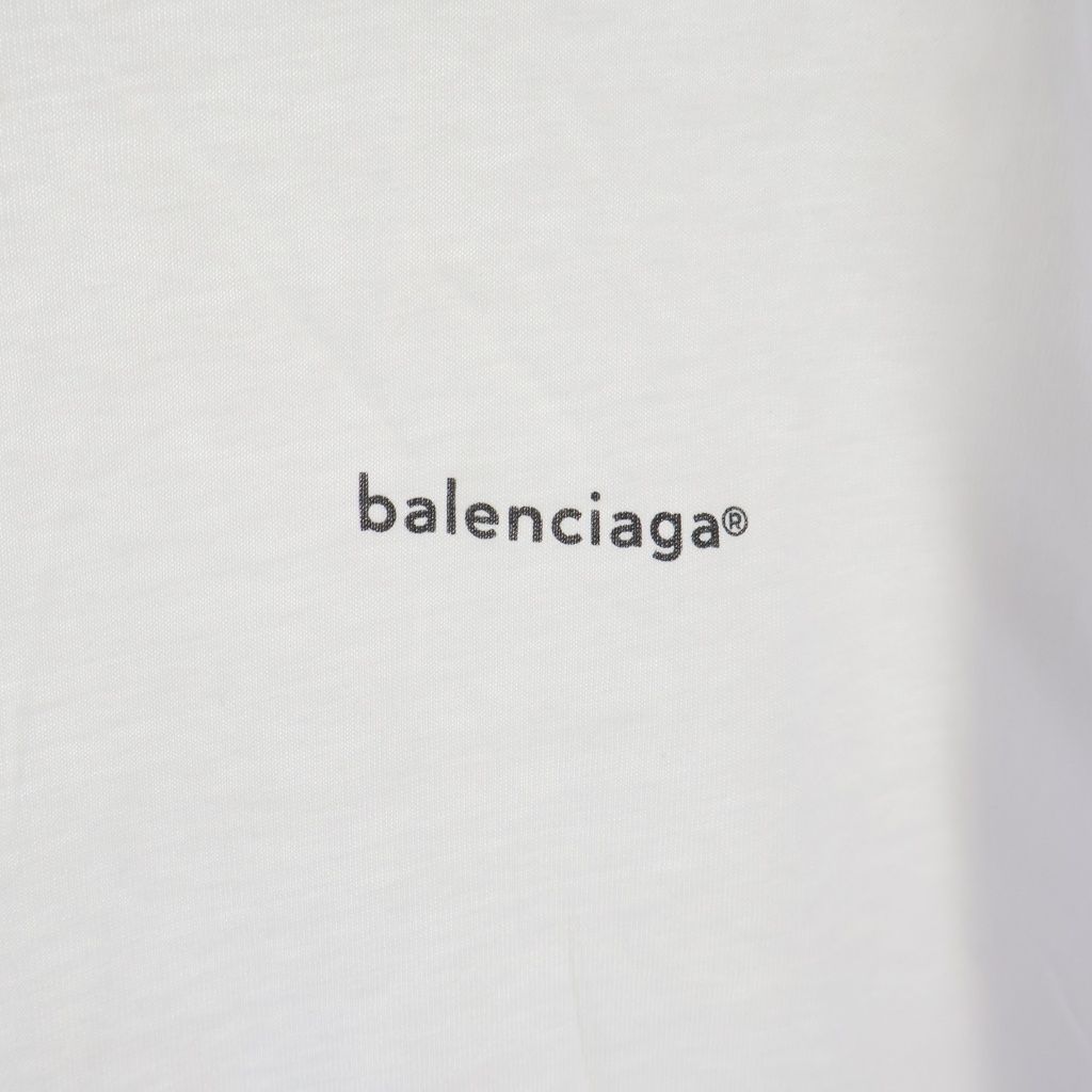 Balenciaga Front Logo Print Short Sleeve T-Shirt White — view 5