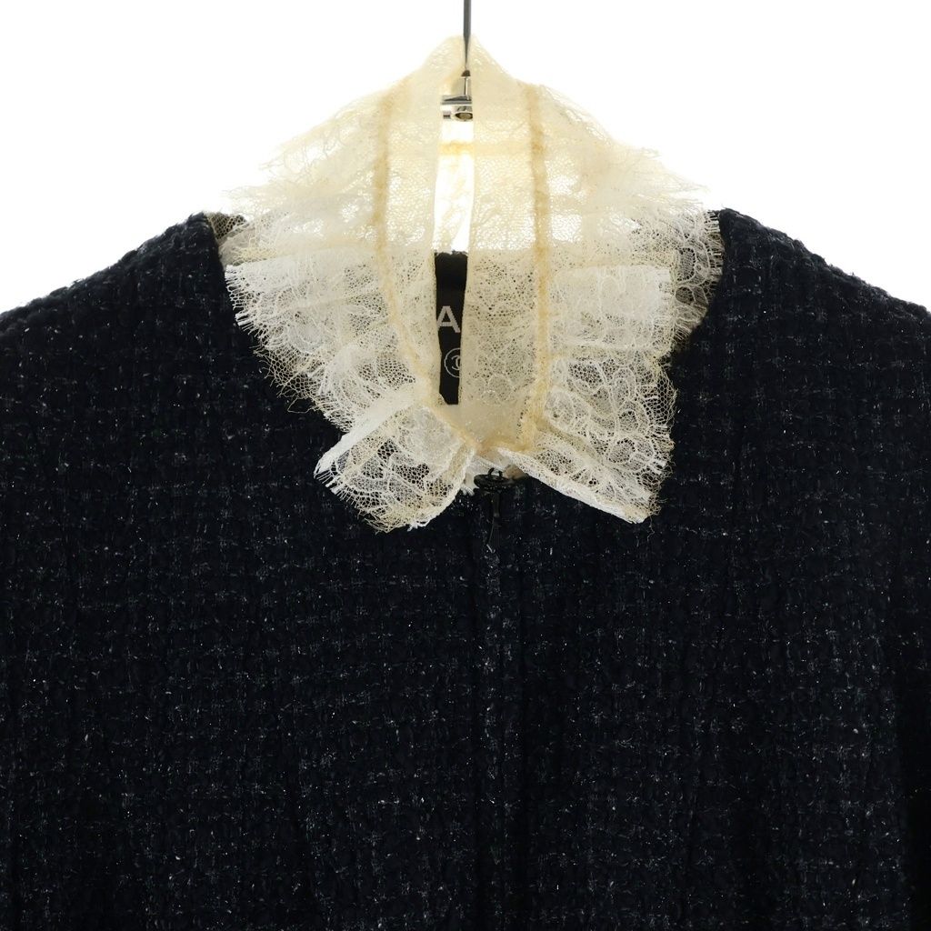 Chanel Tweed Jacket Black 38 Lace — view 3