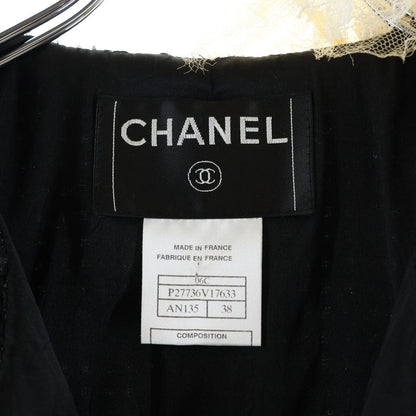 Chanel Tweed Jacket Black 38 Lace — view 7