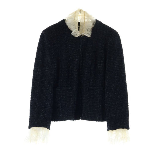 Chanel Tweed Jacket Black 38 Lace
