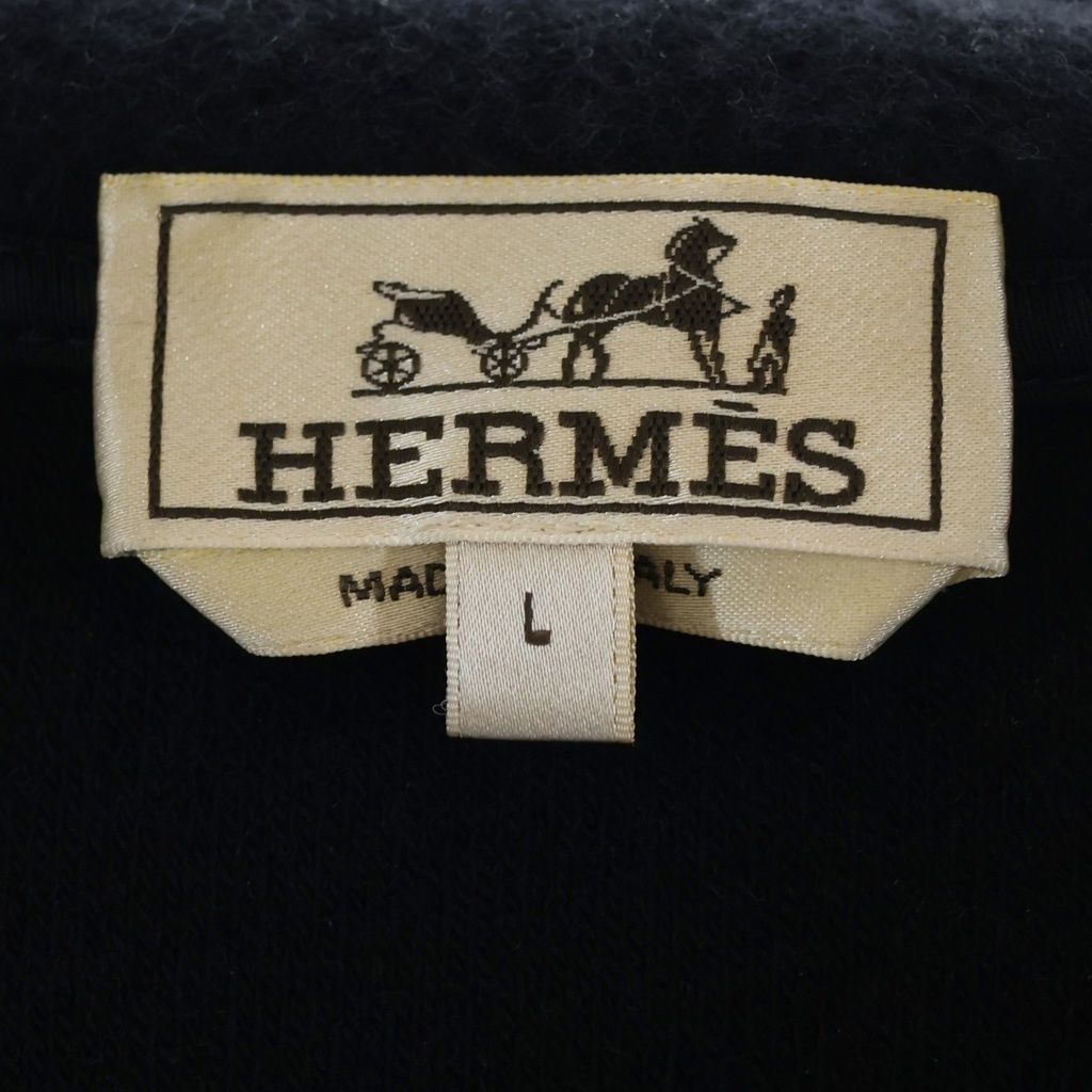 Hermes Zip Up Hoodie Leather Trim Black — view 5