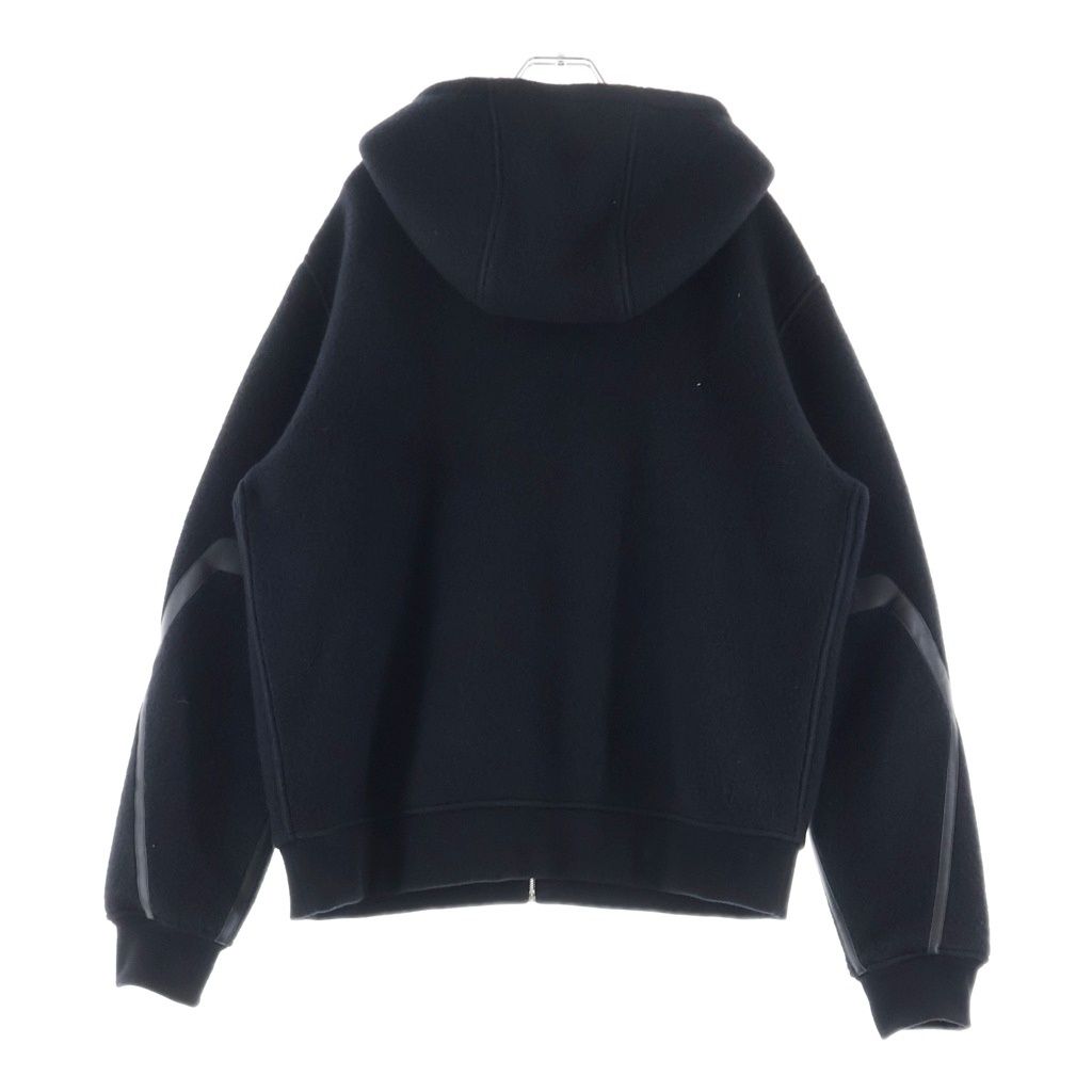 Hermes Zip Up Hoodie Leather Trim Black — view 2