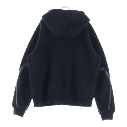 Hermes Zip Up Hoodie Leather Trim Black — view 2