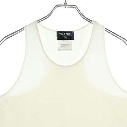 Chanel CC Logo Piping Sleeveless Knit White 40 Sweater — view 3