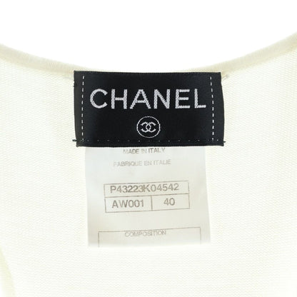 Chanel CC Logo Piping Sleeveless Knit White 40 Sweater — view 7