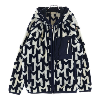 Moncler Boa Fleece Zip Up Hoodie White Black