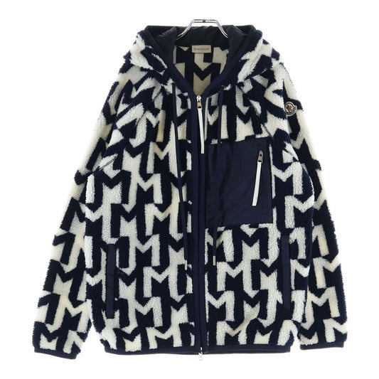 Moncler Boa Fleece Zip Up Hoodie White Black