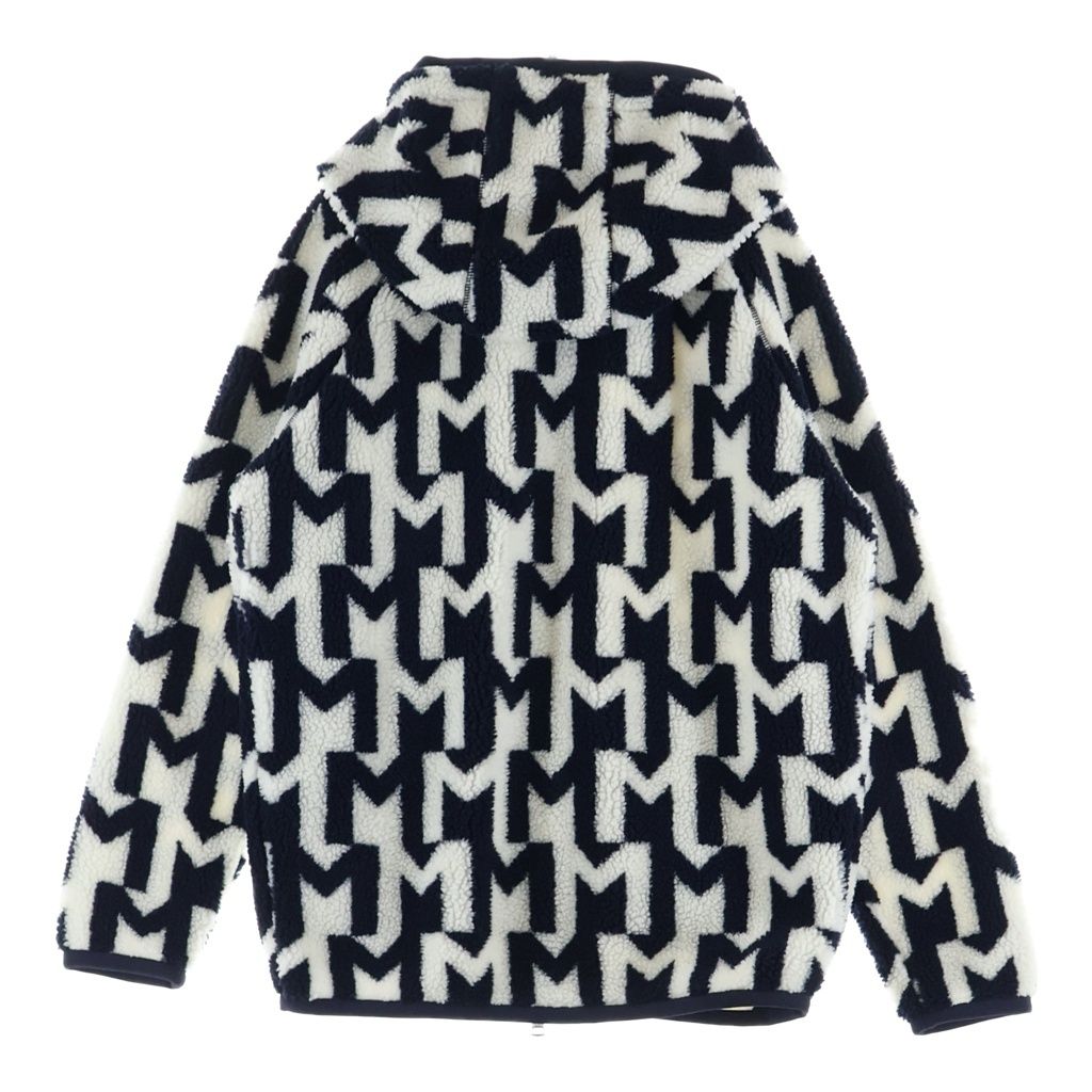 Moncler Boa Fleece Zip Up Hoodie White Black — view 2