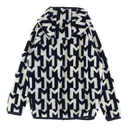 Moncler Boa Fleece Zip Up Hoodie White Black — view 2