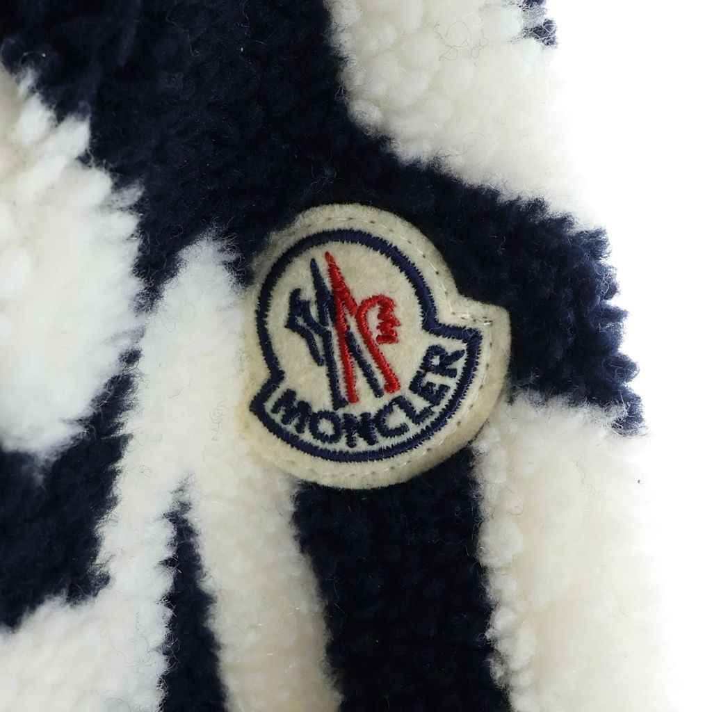 Moncler Boa Fleece Zip Up Hoodie White Black — view 5