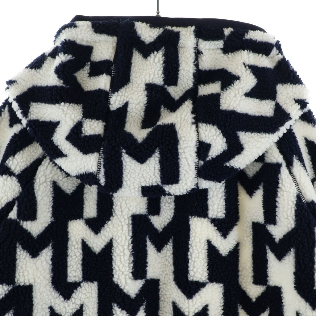 Moncler Boa Fleece Zip Up Hoodie White Black — view 4