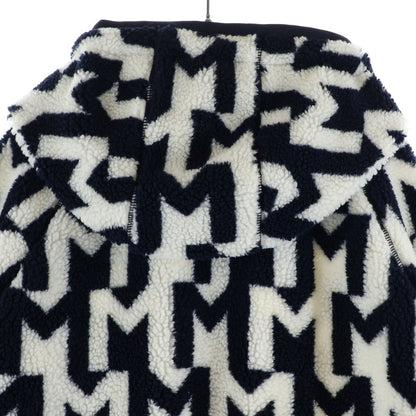 Moncler Boa Fleece Zip Up Hoodie White Black — view 4