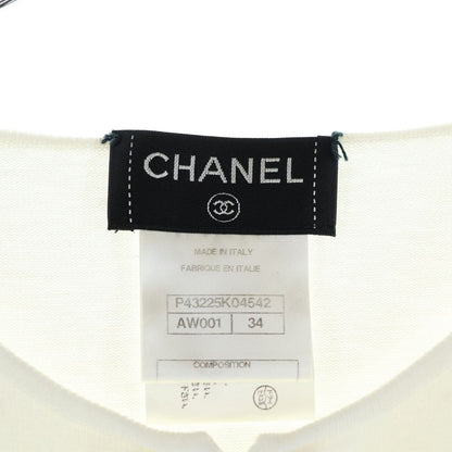 Chanel Crew Neck Zip Cardigan White 34 — view 6