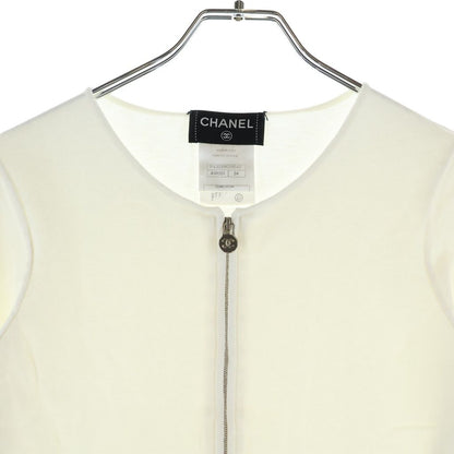 Chanel Crew Neck Zip Cardigan White 34 — view 3