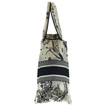 Dior Book Tote Zodiac Embroidery Ivory Black Canvas — view 3