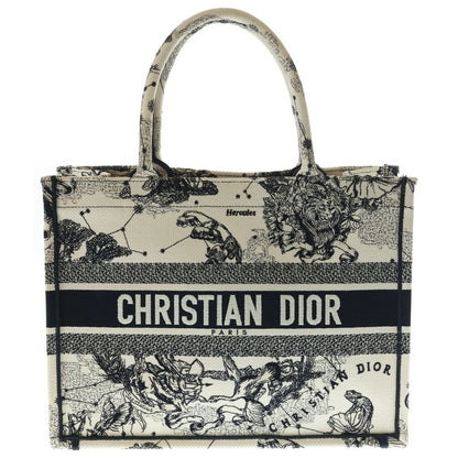 Dior Book Tote Zodiac Embroidery Ivory Black Canvas