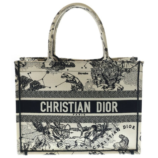 Dior Book Tote Zodiac Embroidery Ivory Black Canvas