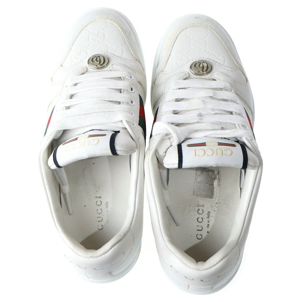 Gucci Screener GG Sherry Line Leather Lace Up Sneakers White — view 4