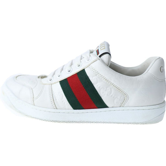 Gucci Screener GG Sherry Line Leather Lace Up Sneakers White