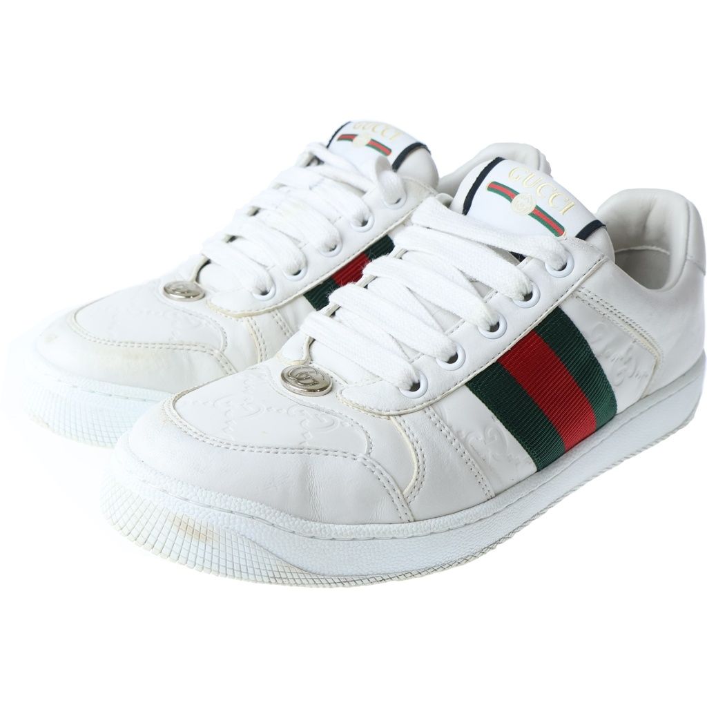 Gucci Screener GG Sherry Line Leather Lace Up Sneakers White — view 2